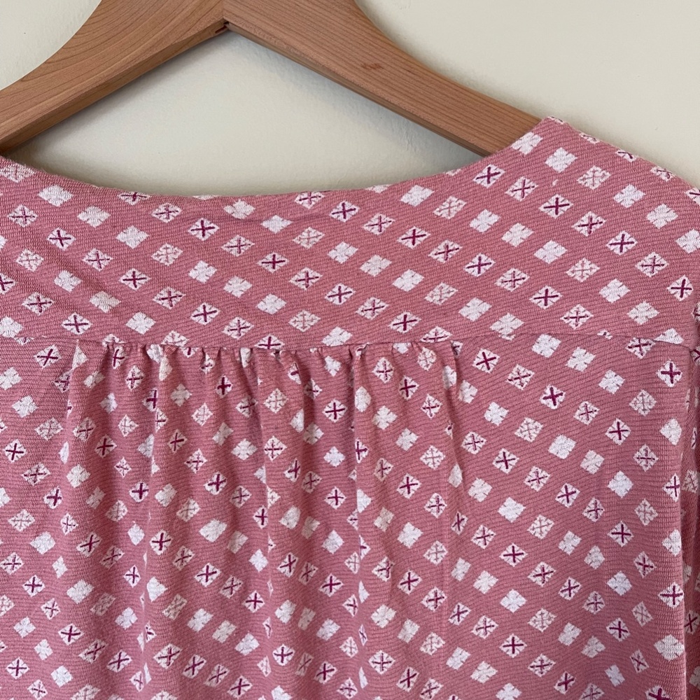 Lucky Brand dusty rose and blue peasant smock top, side medium - Picture 9 of 15